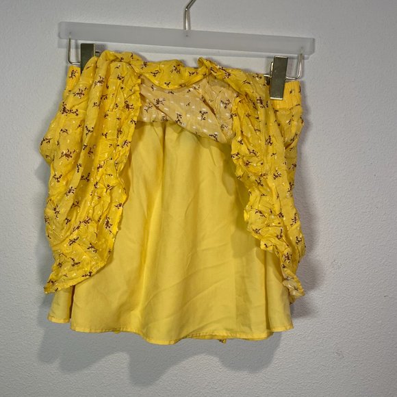 Vibrant Yellow Forever 21 Floral Skirt - Size L‎ - Picture 4 of 4